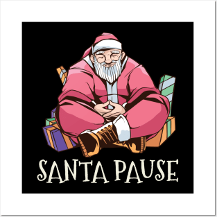 Santa Clause Meditation Yoga Xmas Christmas Posters and Art